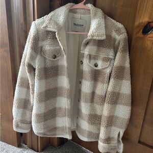 Wild Flower Beige and White Sherpa Jacket
